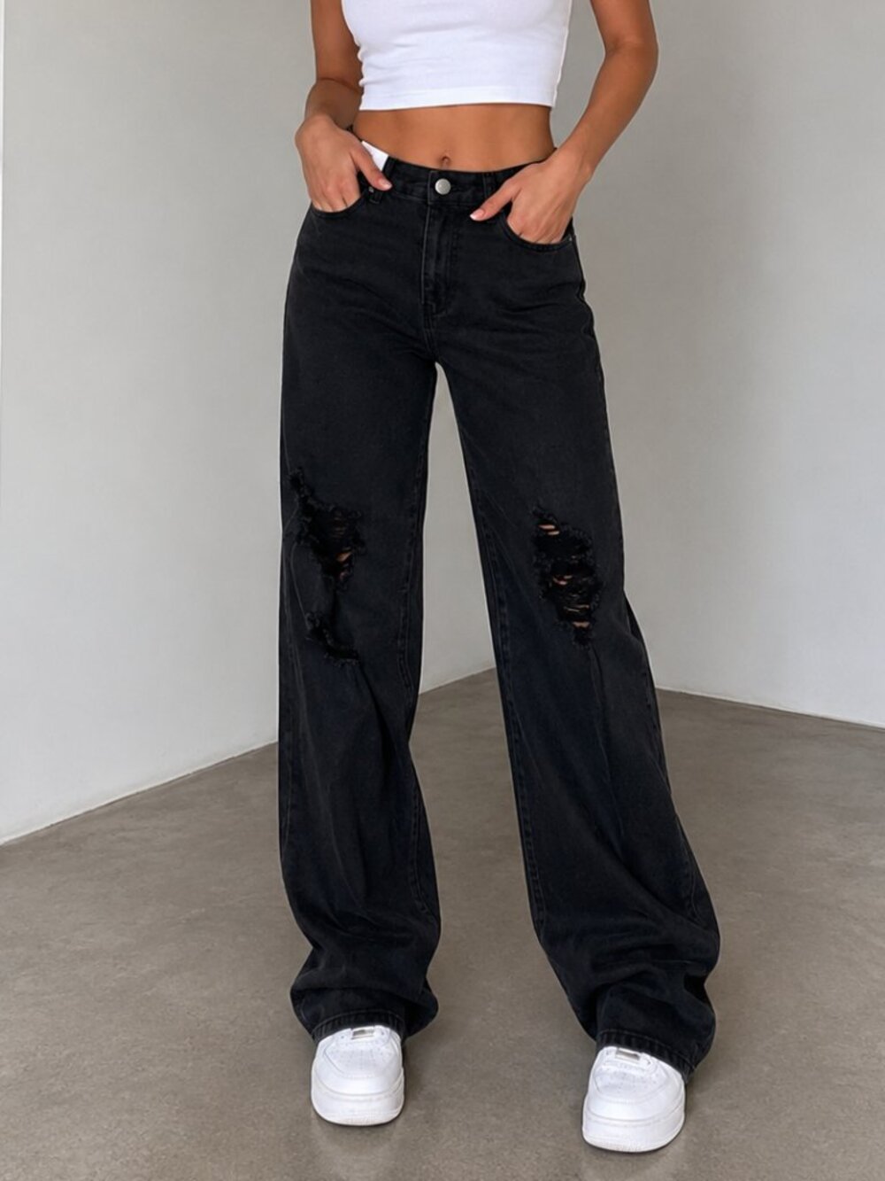 rue21 Wide Leg Jean Super High-Rise Black
